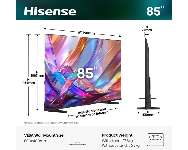 HISENSE 85 inča 85E7S Hi-QLED 4K UHD Smart TV - Слика 8