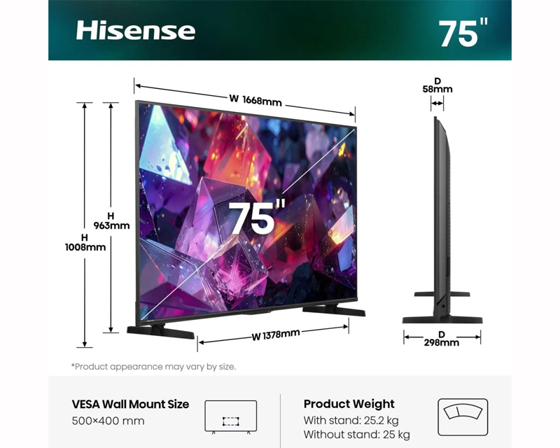 HISENSE 75 inča 75E7S PRO Hi-QLED 4K UHD Smart TV - Слика 5