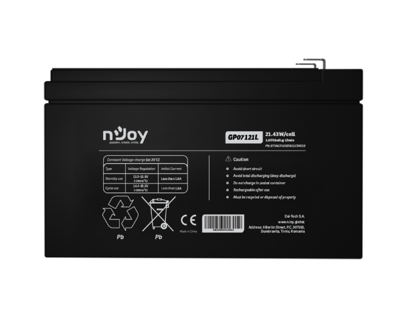 NJOY GP07121L baterija za UPS 12V 5Ah (BTVACFUOBTA1LCW01B) - Слика 2
