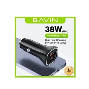Bavin auto punjač PD20W QC3.0 USB-A + USB-C crna