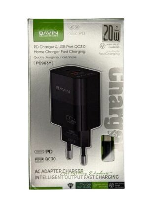 Bavin punjač 20W PD  Usb A/Type C + kabl C-C  PC963Y-CC crna