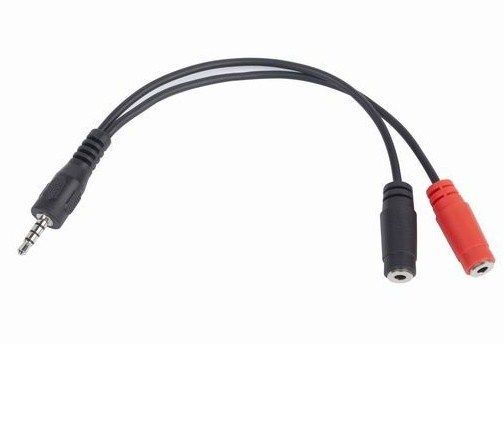 CCA-417 Gembird 2x 3.5 mm(slusalice i mikrofon) adapter na 1x 3.5mm(4 pin) cable, 0.2 m crni - Слика 2