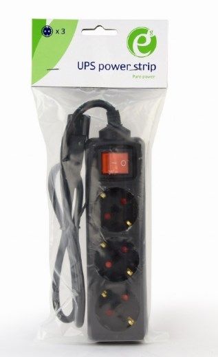 EG-PSU3-01 Gembird UPS naponski kabl, 3 Shuko uticnice, 16A, C14 plug, 0.6m, black - Слика 2