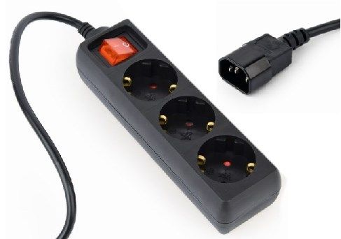 EG-PSU3-01 Gembird UPS naponski kabl, 3 Shuko uticnice, 16A, C14 plug, 0.6m, black