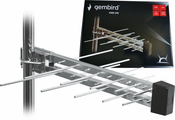 GMB-20E sa kutijom **Gembird Antena Loga UHF sa RF-Konektorom, 20elemenata, duzina 39cm, 6dB alu 609 - Слика 2