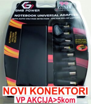 NPA-AC5D **Gembird  univerzalni laptop punjac AC 90W + QC3.0 mob.brzi punjac 3A, auto voltage (1430)