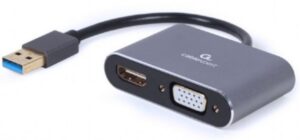 A-USB3-HDMIVGA-01 Gembird USB to HDMI + VGA display adapter, space grey
