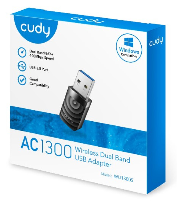 Cudy WU1300S AC1300 WiFi Dual Band USB3.0 MINI adapter, 2.4+5Ghz, 20dBm, 2dBi longe range - Слика 4