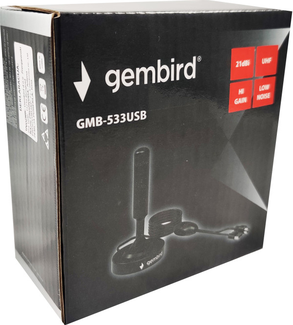 GMB-533USB **Gembird Antena sobna/spoljna sa pojacalom, UHF, dobit 21dB, visina 15cm, USB, 5m (495) - Слика 4
