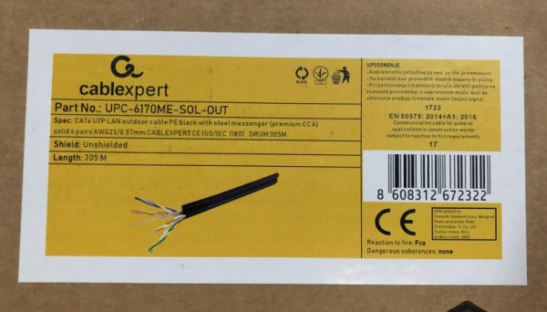 UPC-6170ME-SOL-OUT Gembird, UTP cat.6 Outdoor+SAJLA, solid 23AWG, PREMIUM CCA kotur pun presek 305m - Слика 2