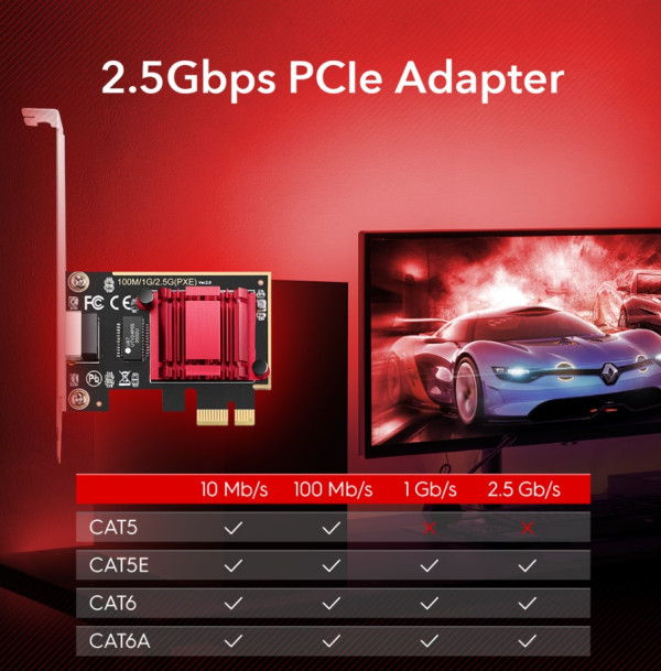 Cudy PE25 RJ45 2.5Gbps PCI Express Network Adapter, RTL8125 - Слика 3
