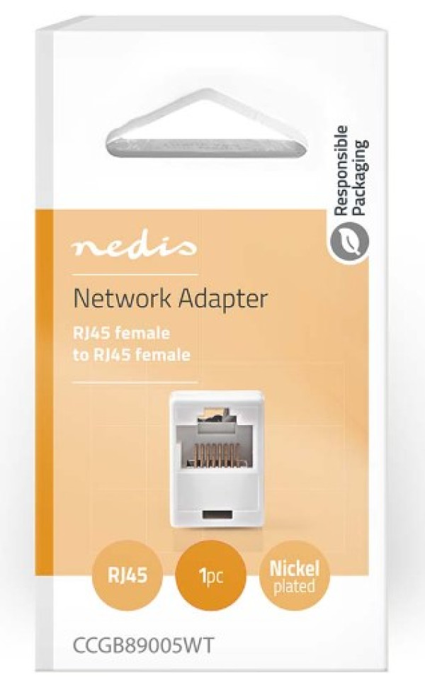 NEDIS CCGB89005WT Network Coupler, CAT5, Unshielded, RJ45 Female, Straight, ABS - Слика 3