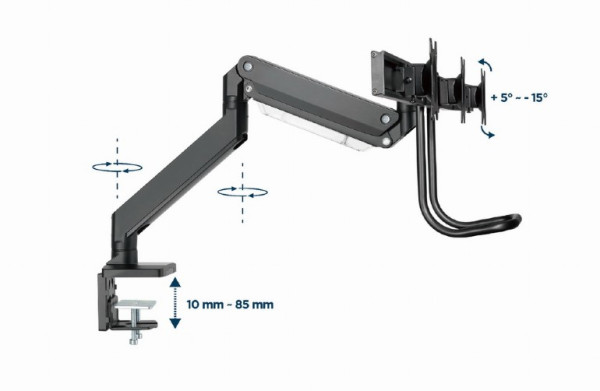 MA-DA3-03 Gembird Podesivi stoni drzac za tri monitora, tilt, 17-27 max.3x6kg - Слика 3