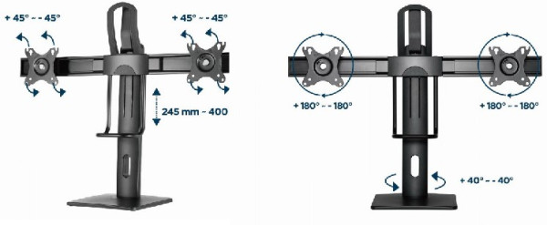 MS-D2-01 Gembird Podesivi stoni drzac za dva monitor, tilt, 17-27 max.2x6kg - Слика 4