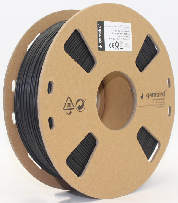 GEMBIRD 3DP-TPE1.75-01-BK TPE FLEKSIBILNI Filament za 3D stampac 1,75mm kotur 1KG BLACK - Слика 4
