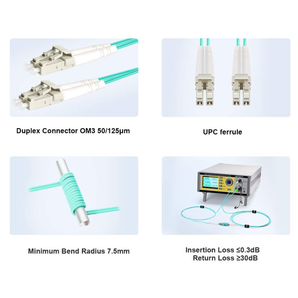 FO LC/UPC - LC/UPC MM 2M OM3 DX LSZH Aqua 2.0mm - Слика 2