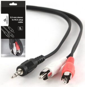 CCA-458-5M Gembird 3.5mm stereo plug to 2 phono plugs audio kabl 5m