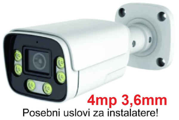 CAM-IP4MP-HAQ60D GMB kamera 4MP APP P6SLite 3.6mm-F1.4 POE, IP66 DuaL LED 6xIR+6xFull Color, MIC,25m - Слика 2