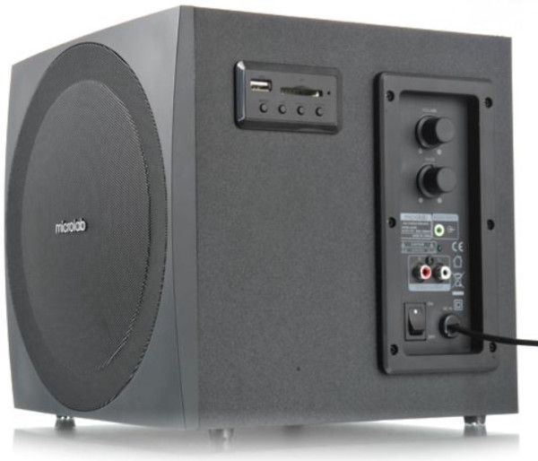 Microlab M300BT * Drveni 2.1 38W RMS(14W,2x12W) SD, USB, FM, BLUETOOTH, black, 3.5mm (4999) - Слика 4