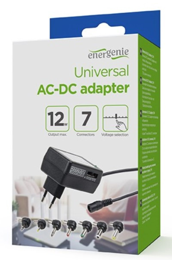 EG-MC-008 Gembird 12W Univerzalni AC-DC adapter 220V/12W na 3,4.5,5,6,7.5,9,12V 1A max - Слика 2