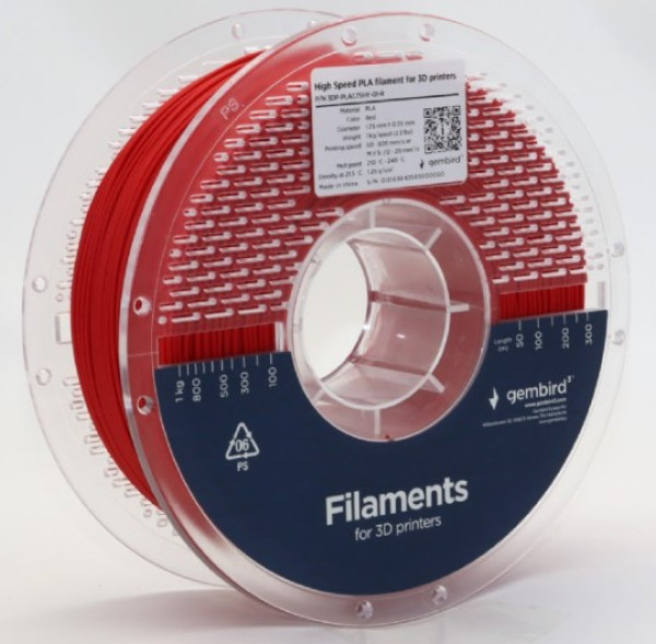 GEMBIRD 3DP-PLA1.75HY-01-R PLA filament velike brzine za 3D stampac 1.75mm, kotur 1KG RED - Слика 4