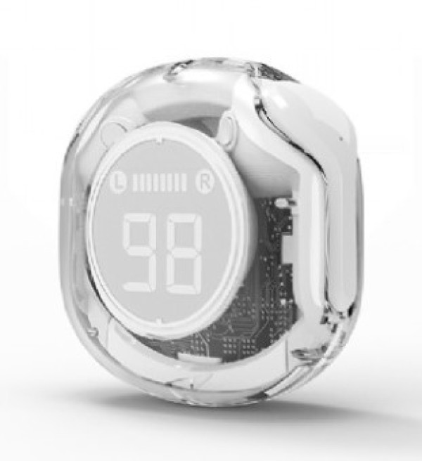 TWST-01-W Gembird bluetooth V5.4 slusalice, TWS, LCD, Transparent, white - Слика 2