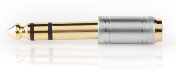 NEDIS CAGC23930ME Stereo Audio Adapter, 6.35 mm Muski, 3.5 mm Zenski, Gold Plated, Metal, Siva - Слика 3