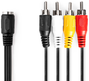 NEDIS CAGL20475BK02 DIN Audio Kabl, DIN 5-Pin Zenski, 4x RCA Muski, Niklovan, 0.20 m, Okrugli, PVC, Crni
