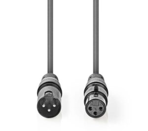 NEDIS COTG15012GY200 DMX Adapter Cable XLR 3-Pin muski na XLR 3-Pin zenski, Nickel Plated, 20m, Round, PVC