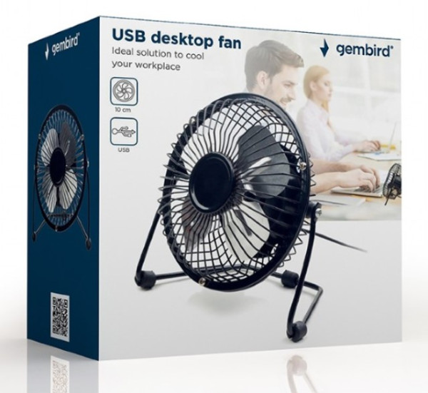 NF-03 Gembird USB 10cm desktop fan, black, METALNI VENTILATOR - Слика 5