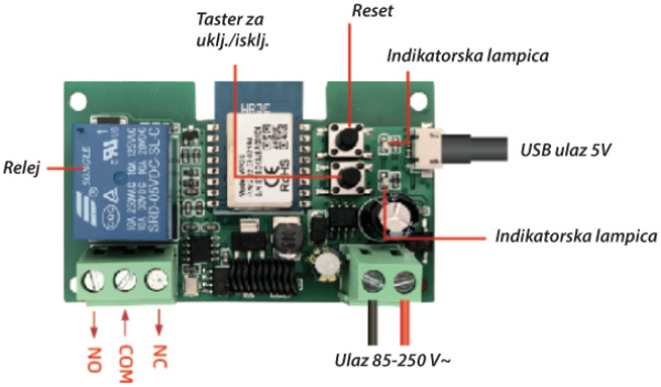 SMART prekidac, 1x beznaponski relej, WIFI+ RF - Слика 3