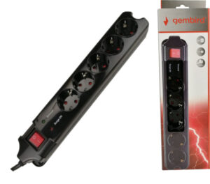 SPG5-C-6 (3G1.5) Gembird produzni kabl sa zastitom 5 uticnica 1.8m black