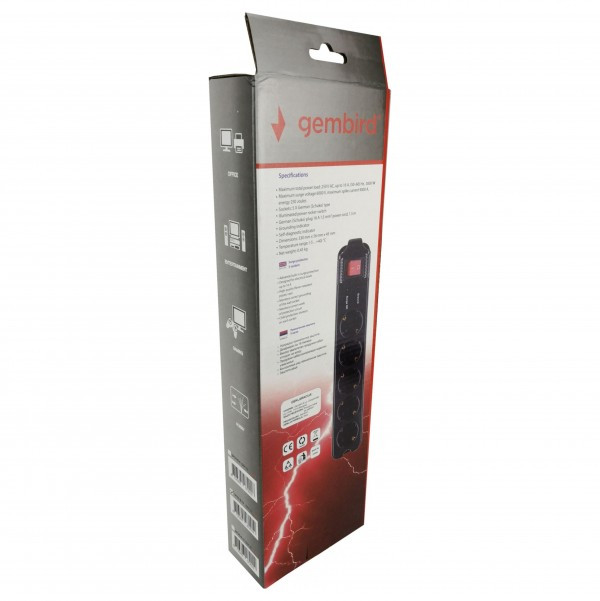 SPG5-C-10 (3G1.5) Gembird produzni kabl sa zastitom 5 uticnica 3m black - Слика 2