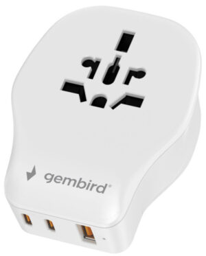 Travel adapter TPA-1A2C20-02-W Gembird Univerzalni 20W
