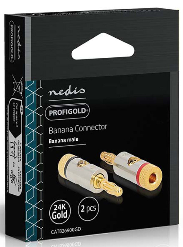 NEDIS CATB26900GD, Banana konektor, Ravni, Muški, Pozlaceni, Preènik kablovskog ulaza: 3,0 mm, 2kom - Слика 6