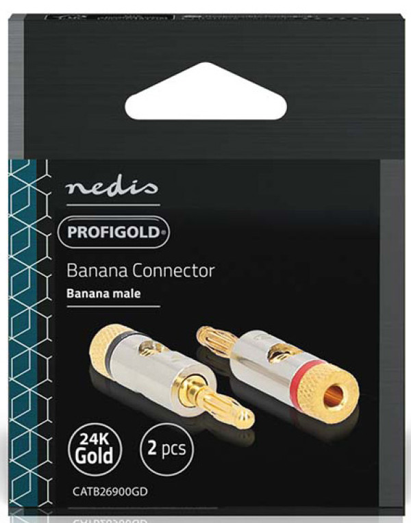 NEDIS CATB26900GD, Banana konektor, Ravni, Muški, Pozlaceni, Preènik kablovskog ulaza: 3,0 mm, 2kom - Слика 8
