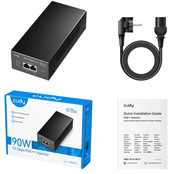 Cudy POE400X, 90W 10 Gbps PoE++ Injector, 10M/100M/1G/2.5G/5G/10G Brzina - Слика 2