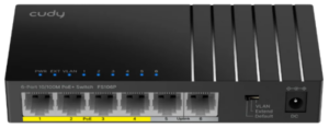 Cudy FS106P,6-Port 10/100M PoE+ Switch,4× FE with 802.3at/af Mode A PoE,2× Uplink FE,36W