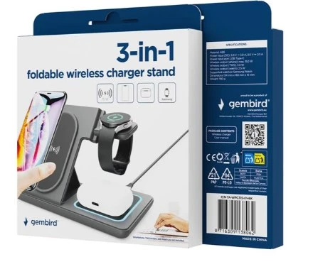 TA-WPC31S-01-BK Gembird Sklopivi bežièni punjaè 3 u 1, 15 W, Samsung sat, crni - Слика 6