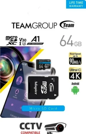 TEAM GROUP TeamGroup MICRO SDXC 64GB ELITE, UHS-I U3 V30 A1, 100/50MB/s +SD Adapter TEAUSDX64GIV30A103