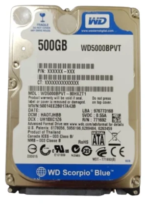 HDD 2.5 * 500GB WD5000BPVT  BLUE scorpio 5400rpm 8mb SATA  9.5mm
