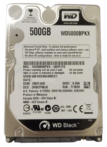 HDD 2.5 * 500GB WD5000BPKX WD BLACK scorpio 7200rpm 16mb SATA3 9.5mm