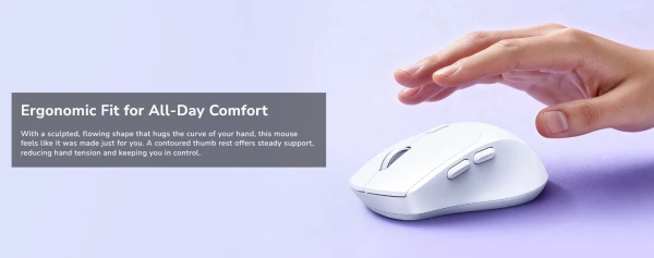 Cudy MS9945, bluetooth bežièni miš sa tihim klikovima 2.4 GHz,opticki USB 800-1600 DPI,White,112 mm - Слика 6