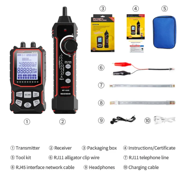 NOYAFA NF-918S Mrezni tester, tragac kablova, opticki merac snage i VFL lokator gresaka - Слика 3