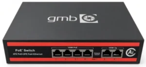 GEMBIRD GMB POE Switch FS1006P,IEEE802.3af/at, 4 PoE 10/100M, 2 UP-link 100/100M,52V 65W, 30W/PoE, VLAN 250m