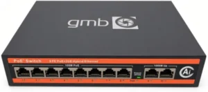 GEMBIRD GMB POE -FS1010PG Switch, IEEE802.3af/at, 8 PoE 10/100M, 2 UP-link 100/1000M , 52V 120W, 30W/PoE, VL