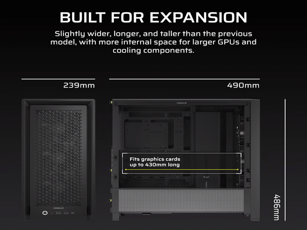 Kucište CORSAIR FRAME 4000D RS Mid-Tower/ATX/kaljeno staklo/bez napajanja/crna - Слика 2