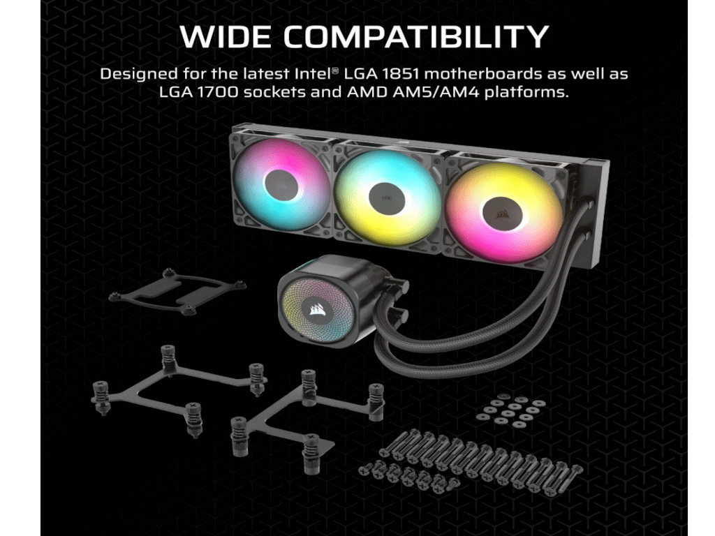 Kuler za CPU CORSAIR NAUTILUS 360/ARGB/360mm/triple fan/vodeno hladenje/crna - Слика 9