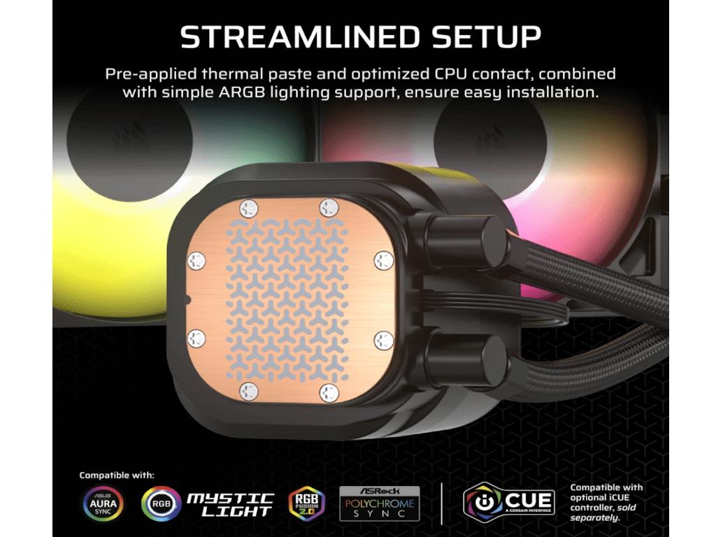 Kuler za CPU CORSAIR NAUTILUS 360/ARGB/360mm/triple fan/vodeno hladenje/crna - Слика 2